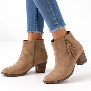Vionic Madeline Ankle Boots Wheat Suede Tassel Zip Comfort Women’s Size 9